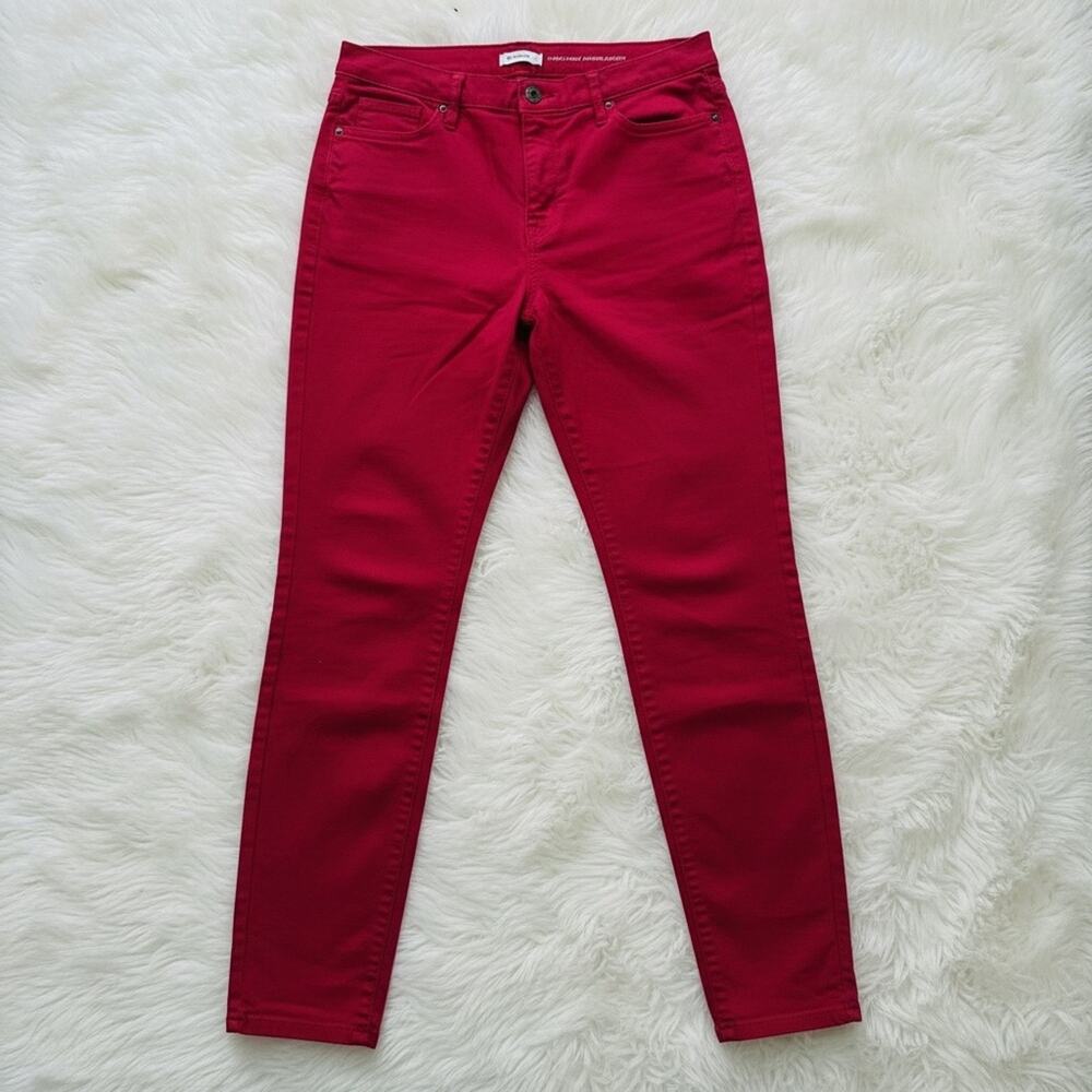 NY&C Women's Red High-Waist Super Skinny Pants - Size 12
 b83